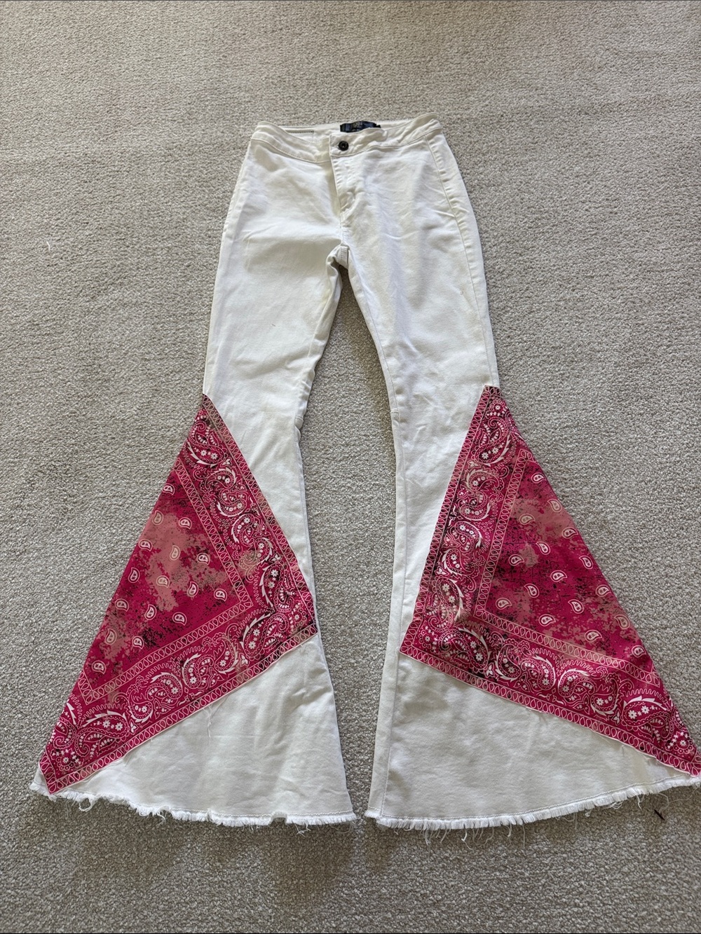Lucky & Blessed White Flare Trouser Red Bandanna